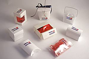 large range of personalised packaging to accompany promotional fortune cookies